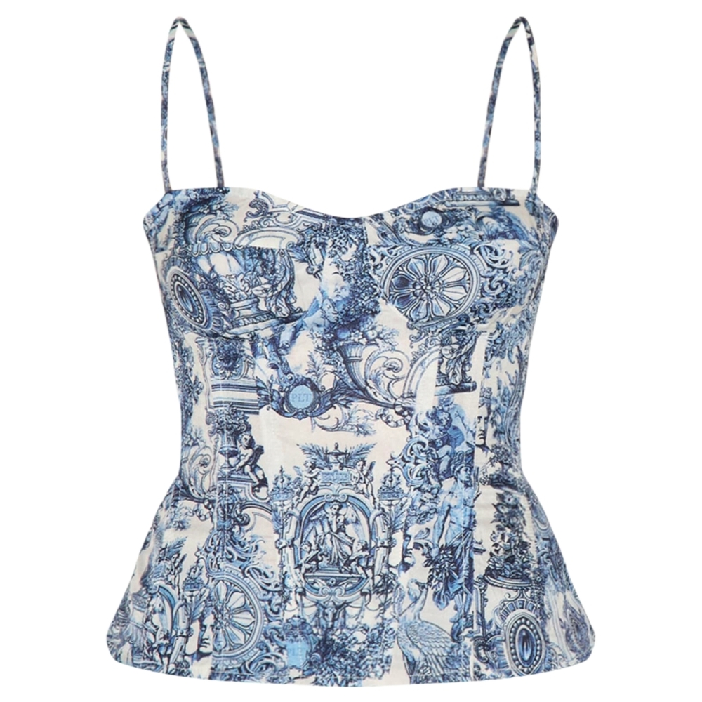 NWT PRETTYLITTLETHING renaissance print corset top